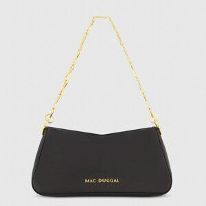 Mac Duggal Black Shoulder Bag with Gold Chain